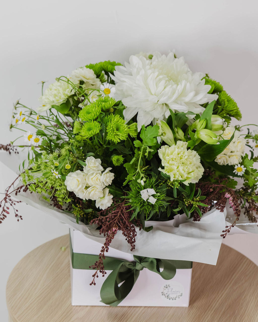 Green & White Boxed Arrangement