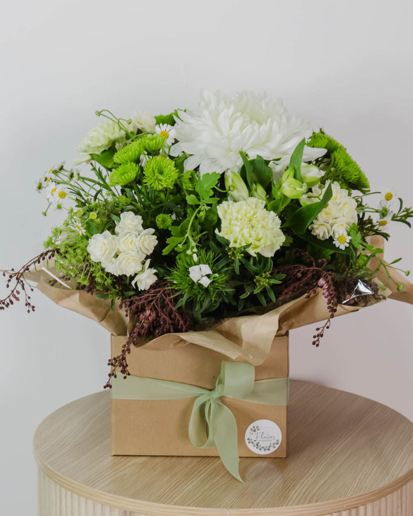 Green & White Boxed Arrangement