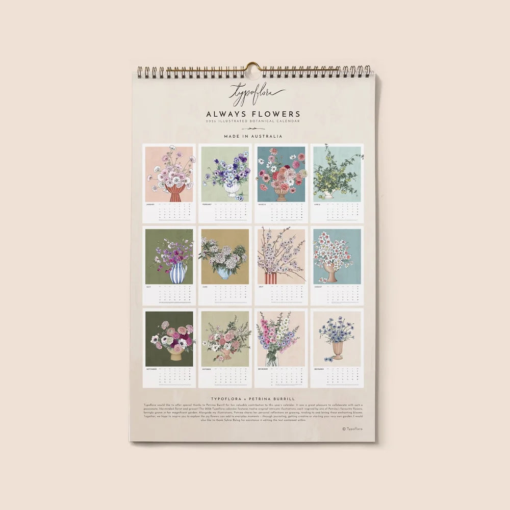Typoflora 2026 Calendar