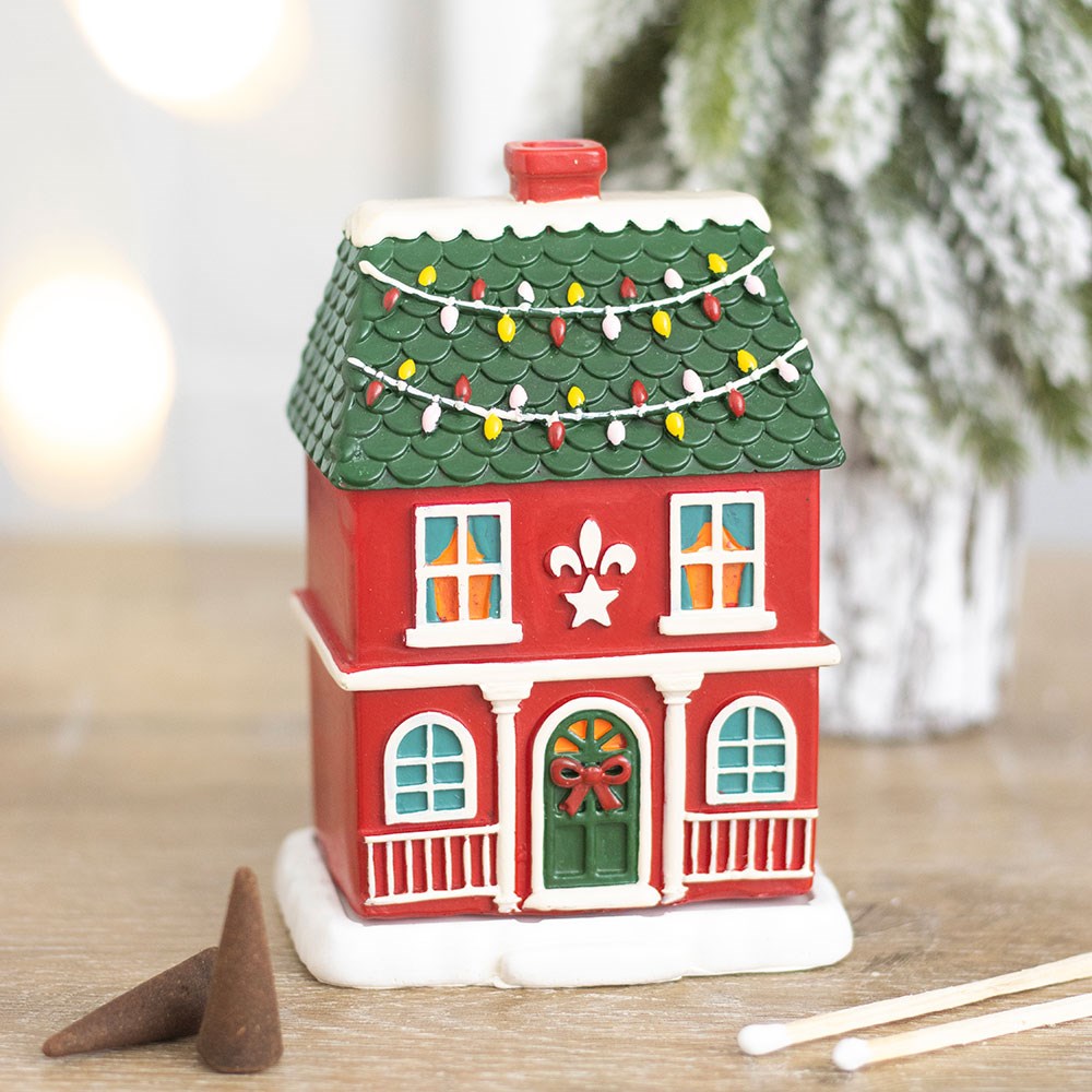Red Christmas House Incence Burner