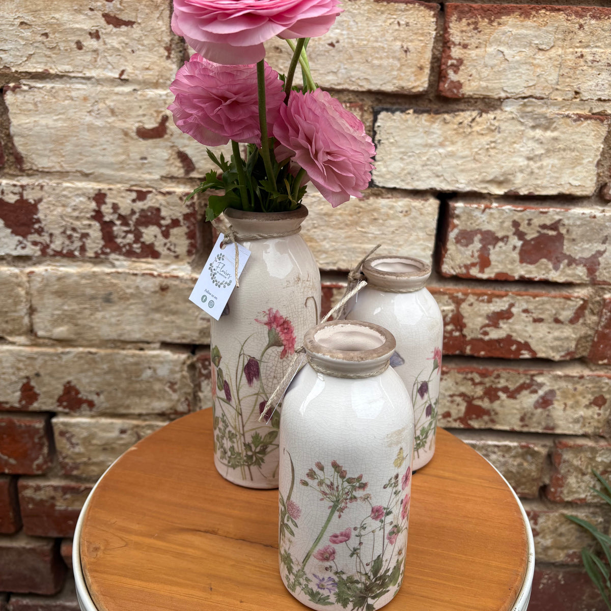 Bud Vases Botanical with Pink