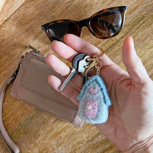Felt House Keychain Charm