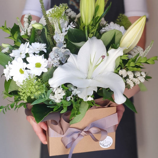 Green & White Boxed Arrangement